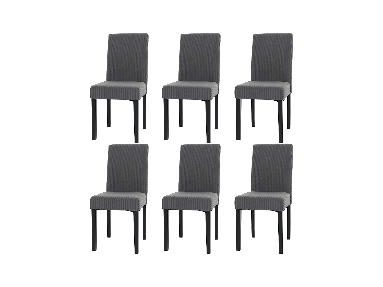 Chaise de salle à manger Littau Velours (lot de 6),  gris foncé, pieds foncés