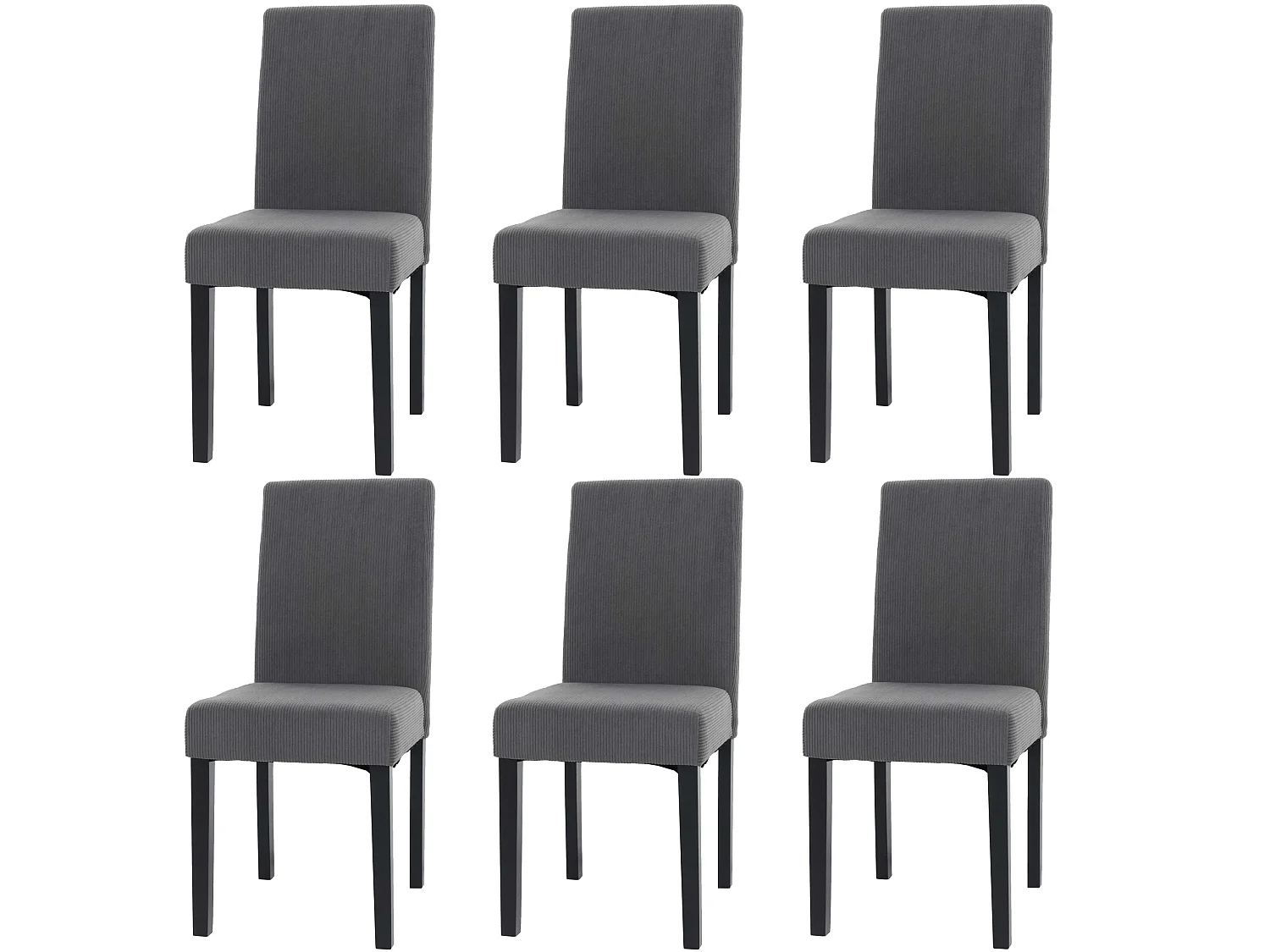 Chaise de salle à manger Littau Velours (lot de 6),  gris foncé, pieds foncés