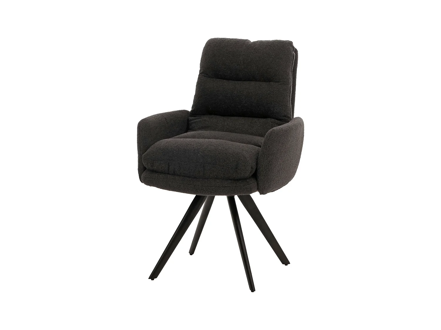 Eetkamerstoel MCW-G66 Bouclé (set van 6),  donkergrijs, met armleuningen