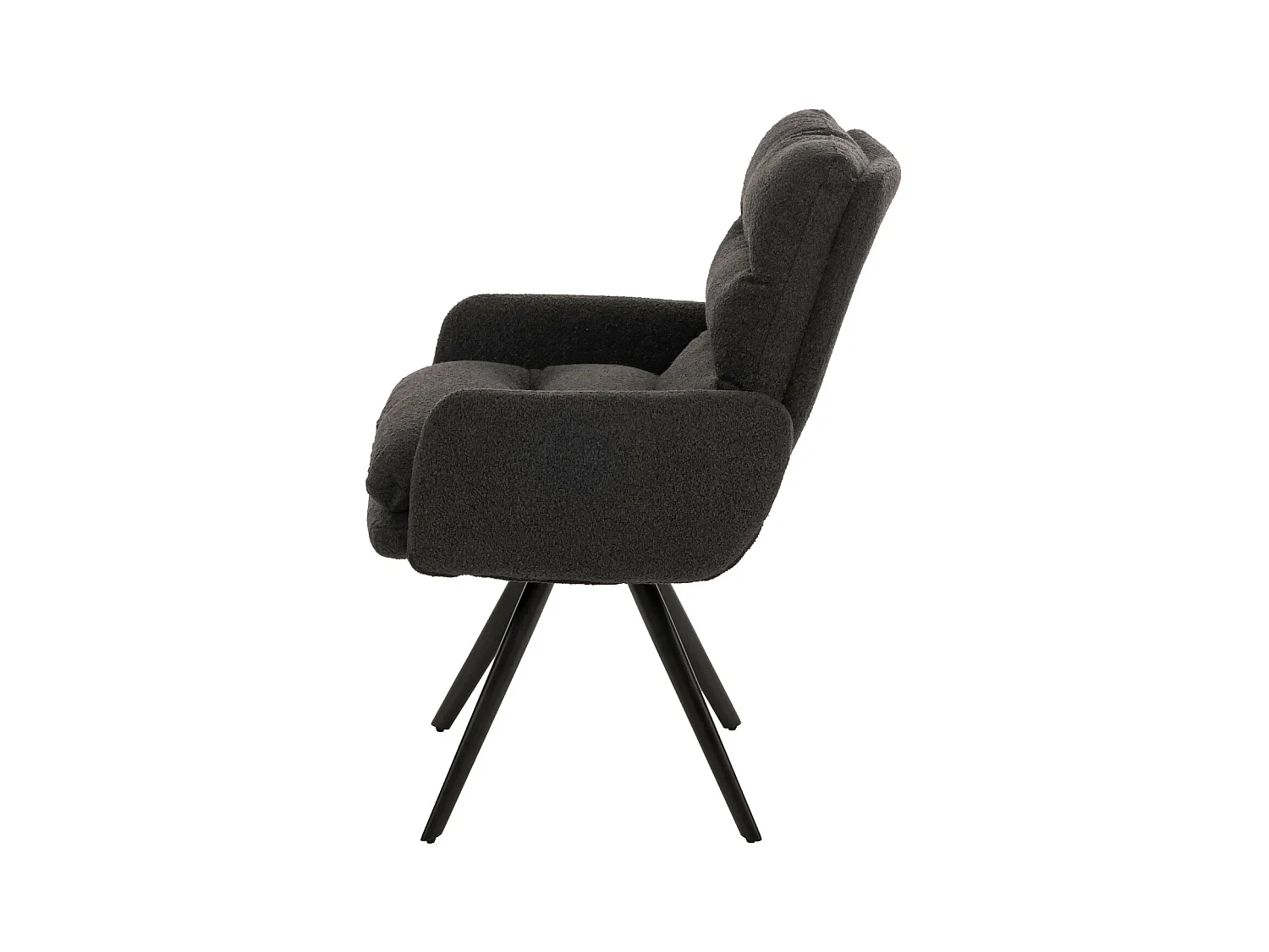 Eetkamerstoel MCW-G66 Bouclé (set van 6),  donkergrijs, met armleuningen