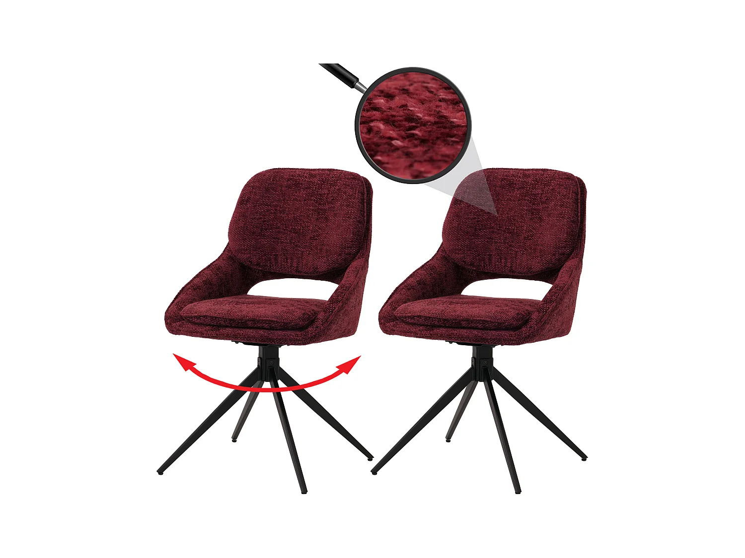 Chaise de salle à manger MCW-N73 (lot de 2),  bordeaux