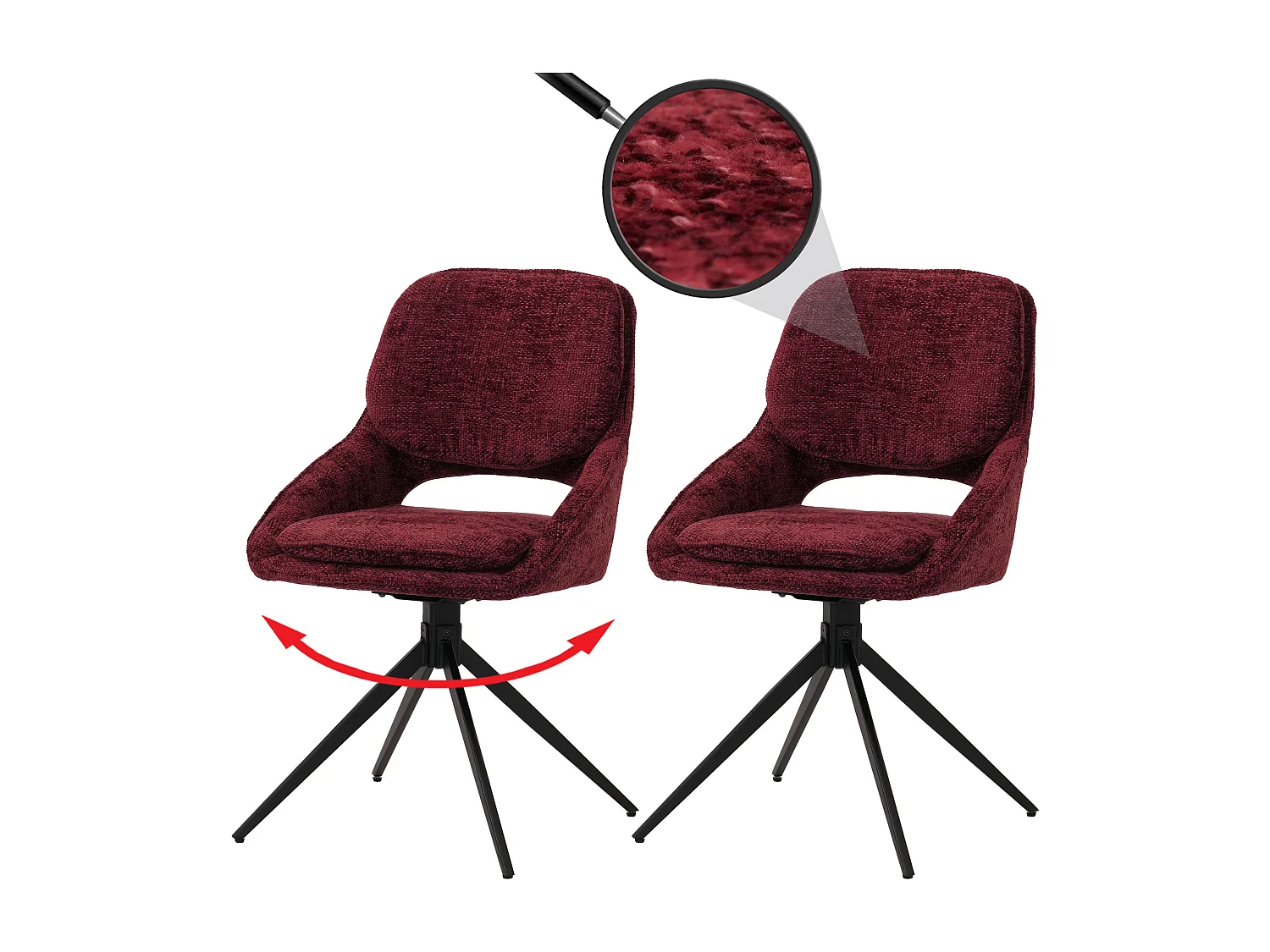 Chaise de salle à manger MCW-N73 (lot de 2),  bordeaux