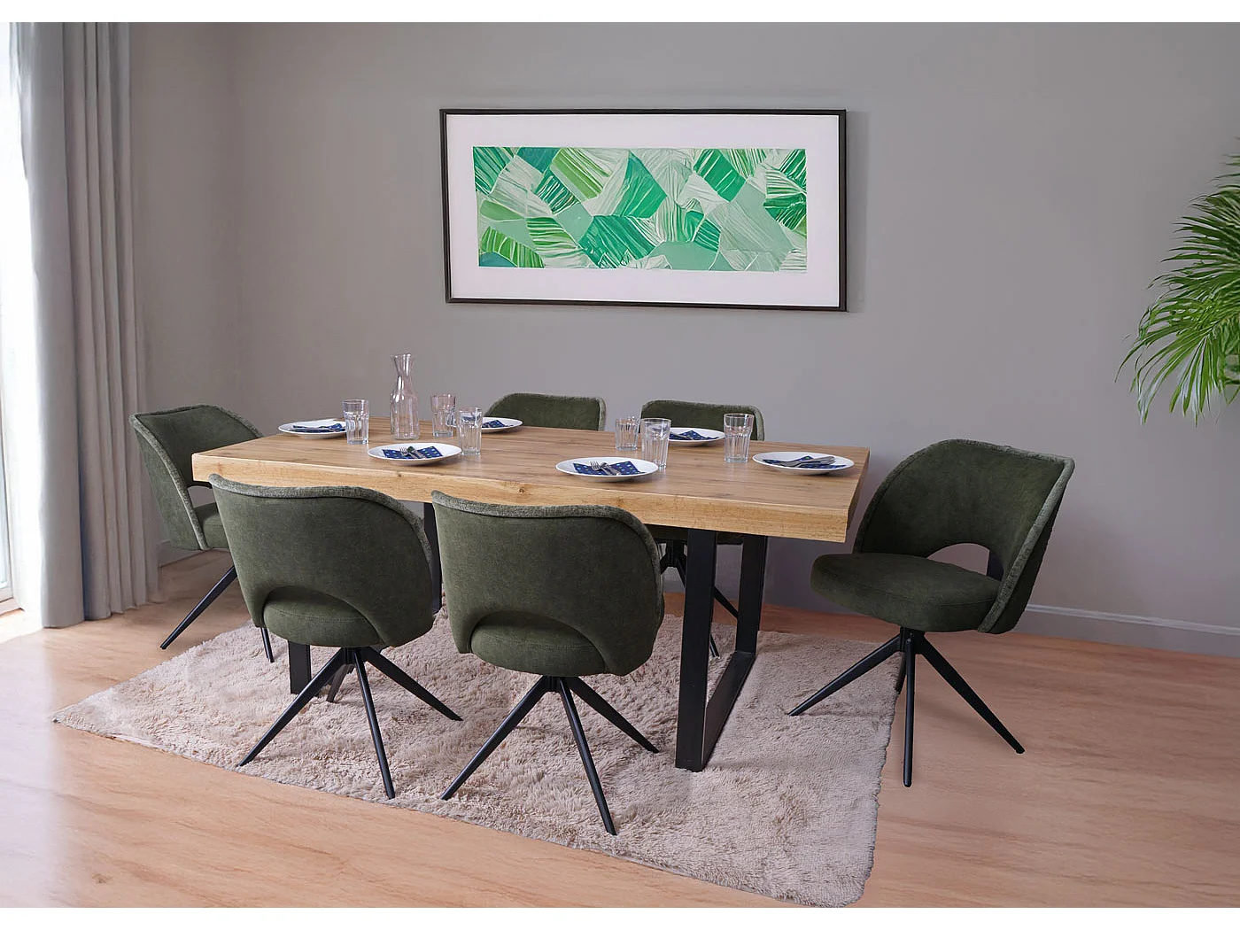 Chaise de salle à manger MCW-N72 (lot de 2),  vert