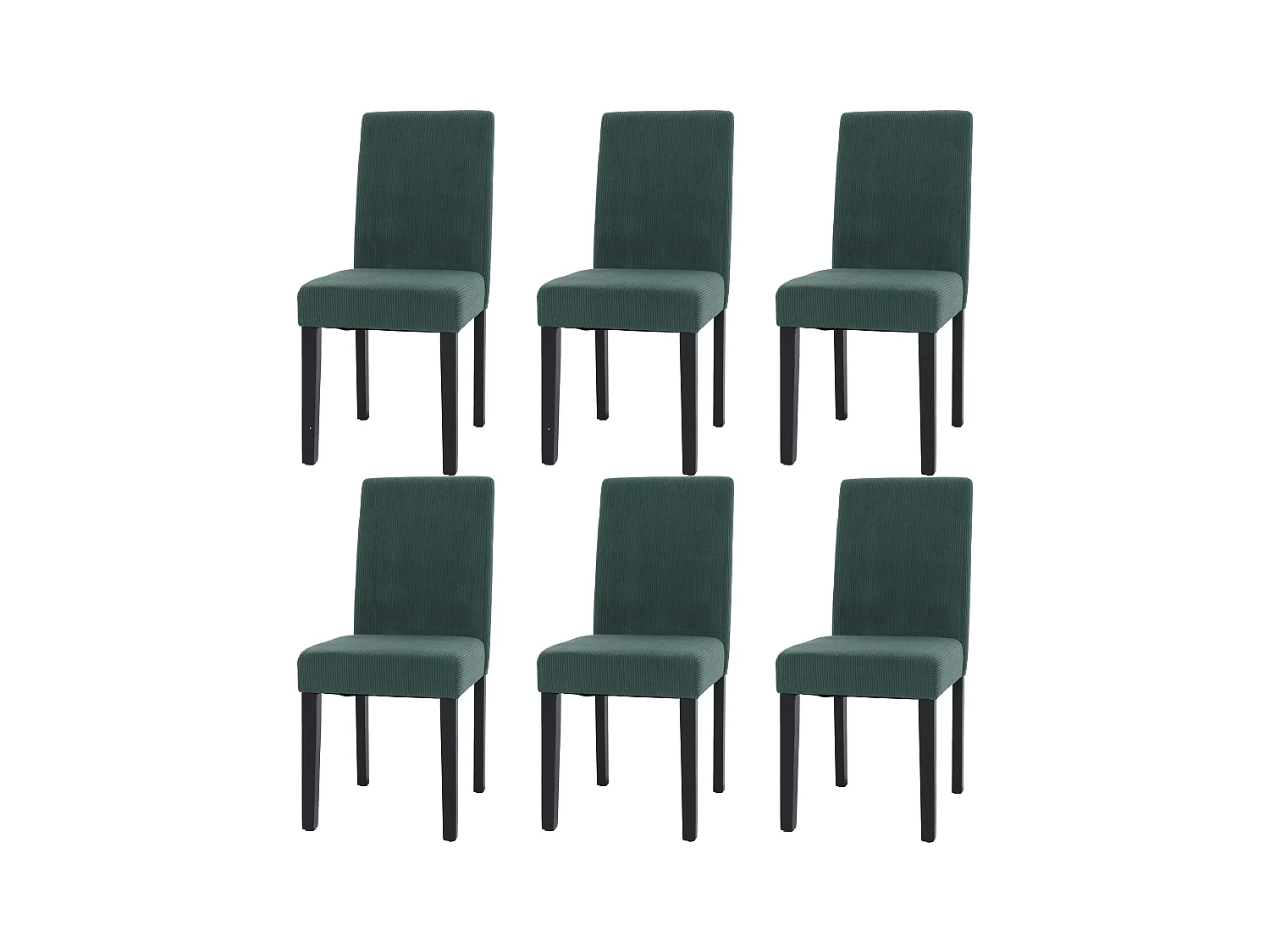 Chaise de salle à manger Littau Velours (lot de 6),  vert, pieds foncés
