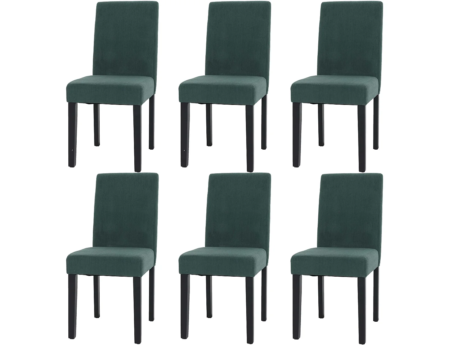 Chaise de salle à manger Littau Velours (lot de 6),  vert, pieds foncés