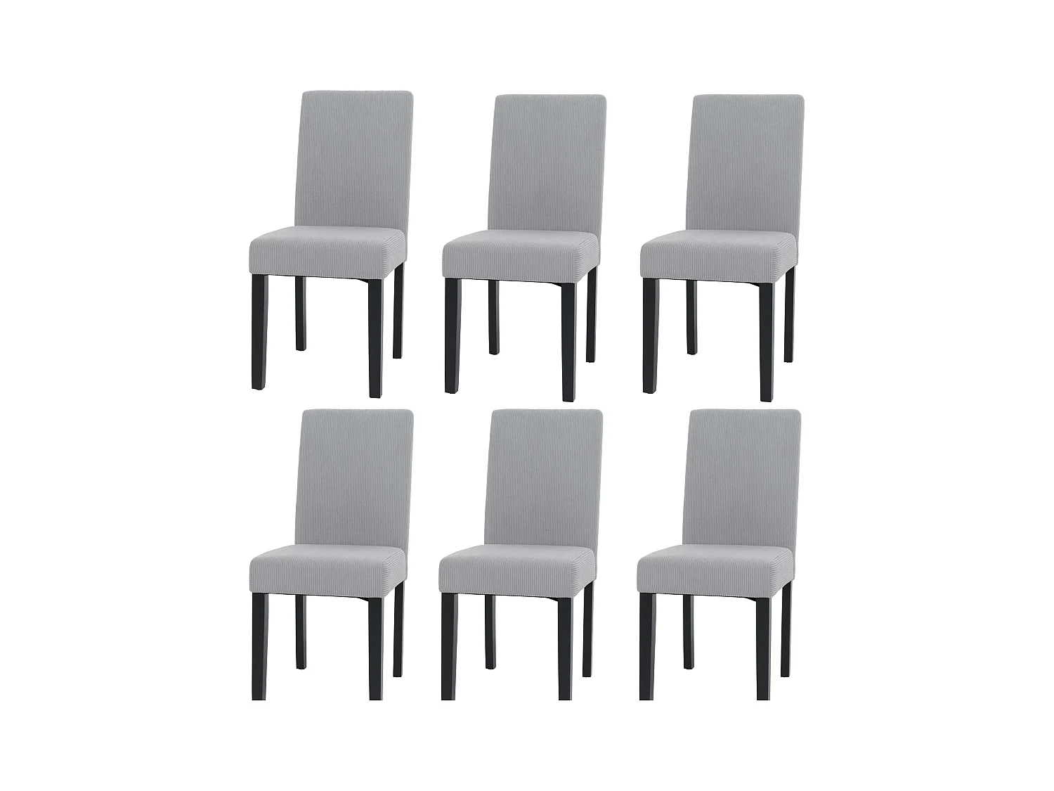 Chaise de salle à manger Littau Velours (lot de 6),  gris clair, pieds foncés