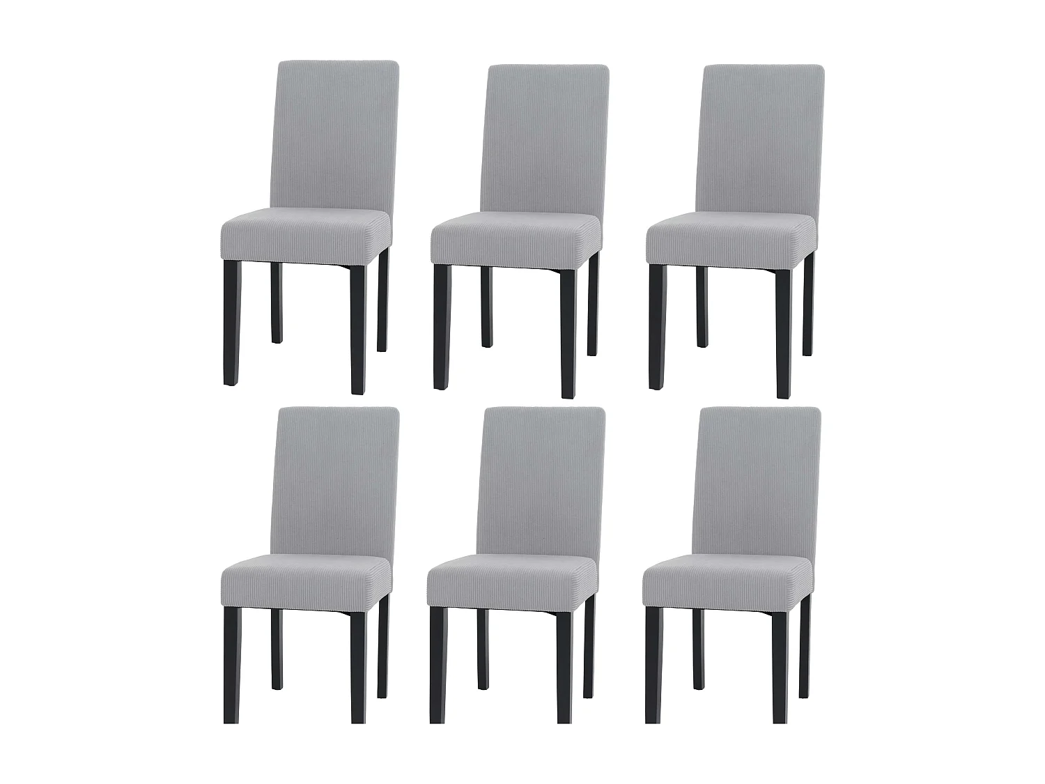 Chaise de salle à manger Littau Velours (lot de 6),  gris clair, pieds foncés