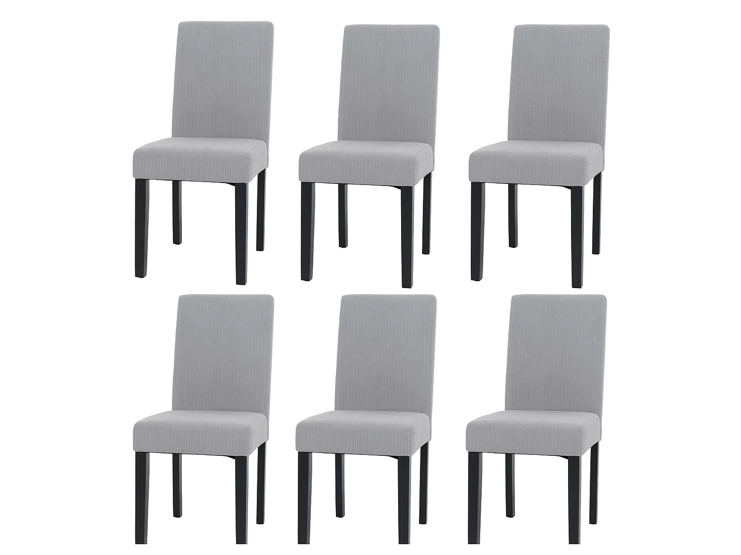 Chaise de salle à manger Littau Velours (lot de 6),  gris clair, pieds foncés