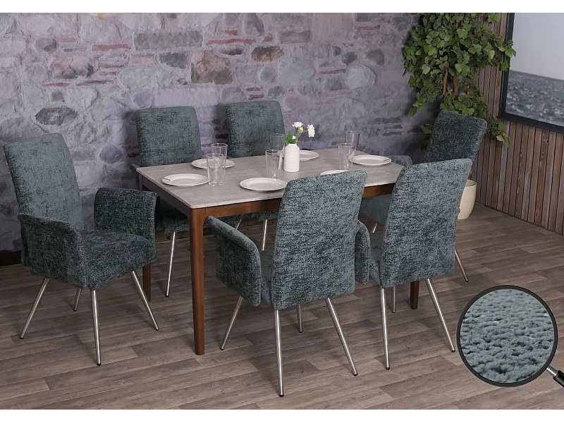 Silla de comedor MCW-G55 (juego de 6),  azul-verde