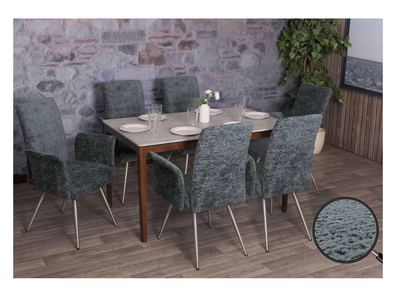 Chaise de salle à manger MCW-G55 (lot de 6),  bleu-vert