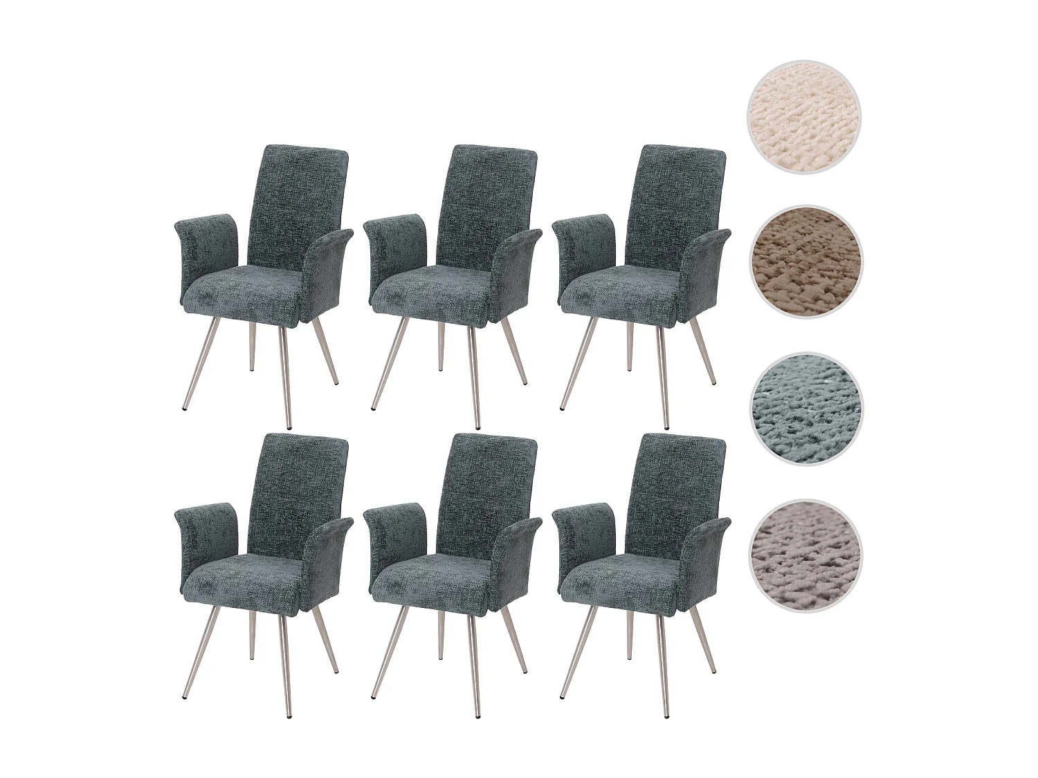 Chaise de salle à manger MCW-G55 (lot de 6),  bleu-vert