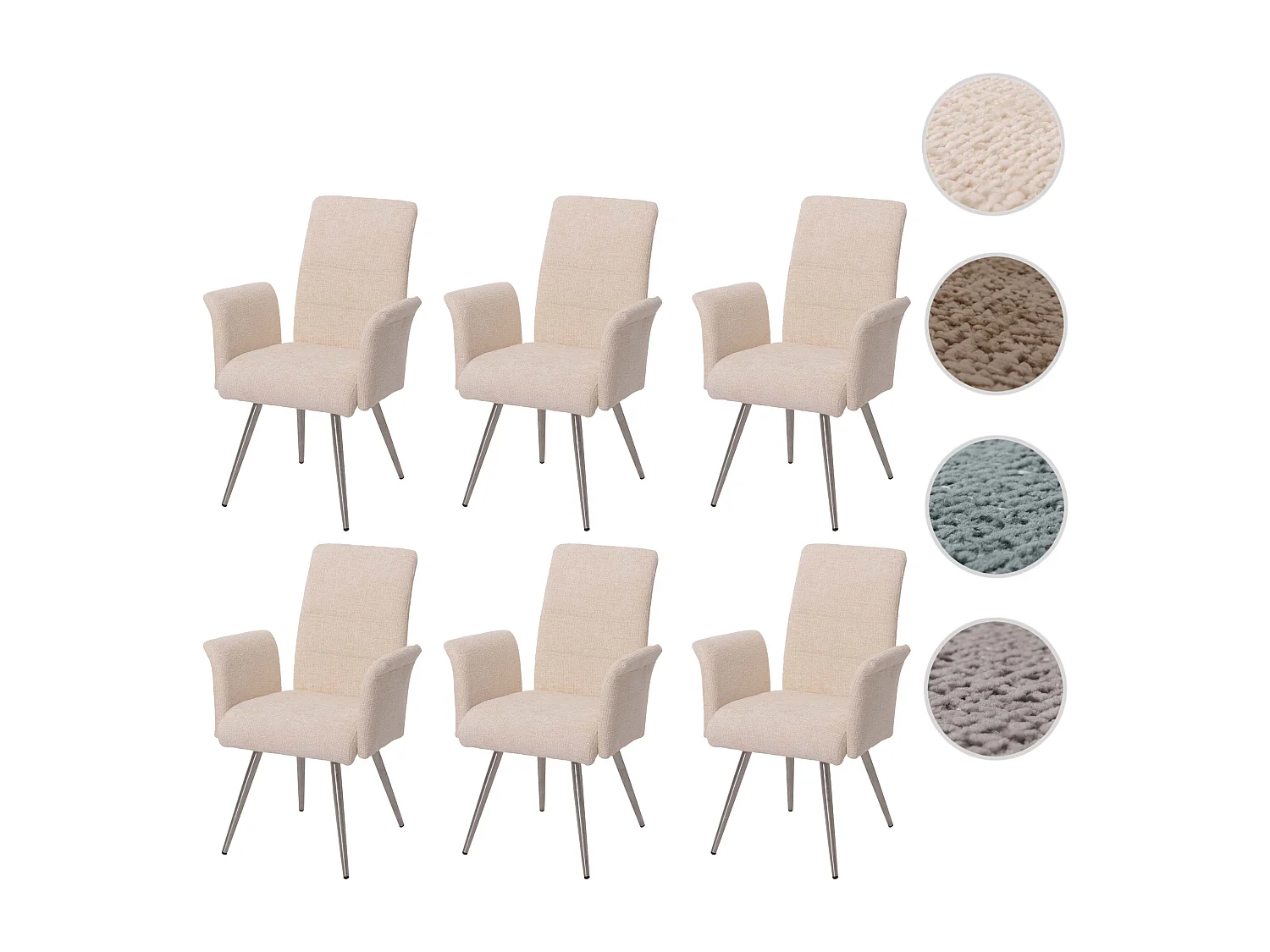 Chaise de salle à manger MCW-G55 (lot de 6),  crème