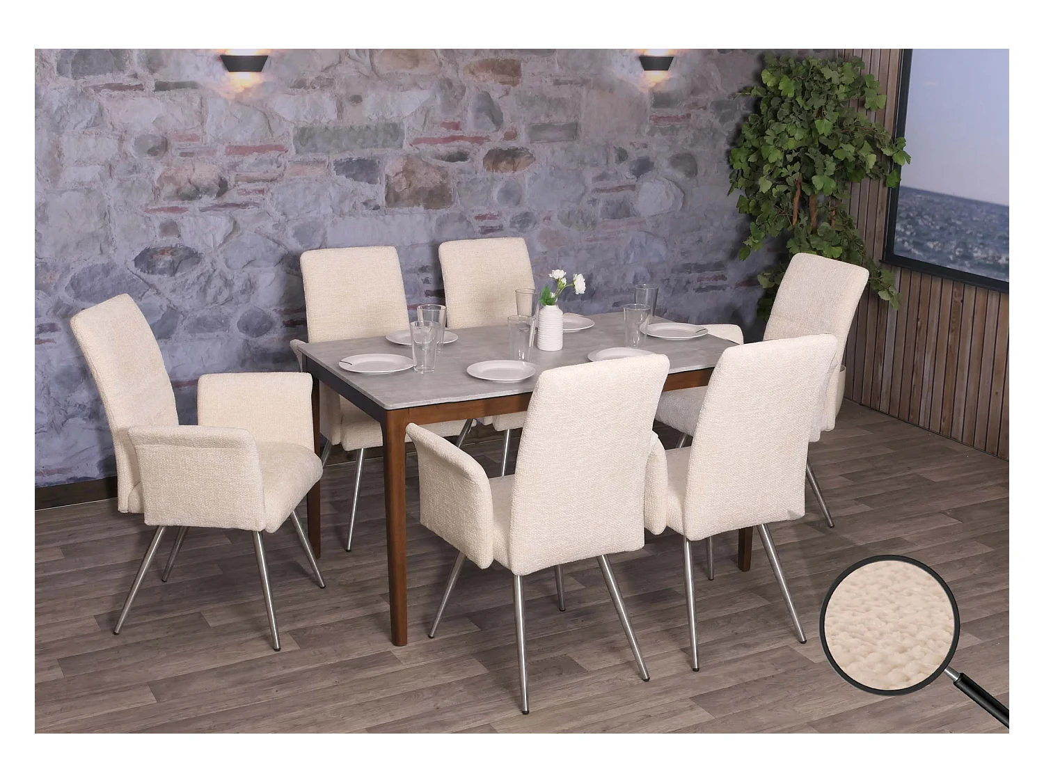 Chaise de salle à manger MCW-G55 (lot de 6),  crème