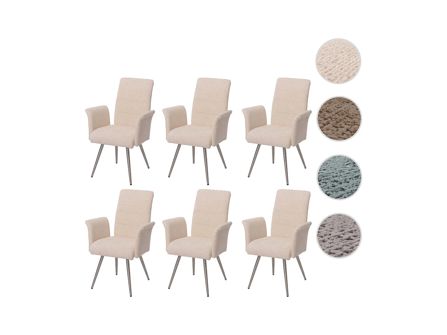 Esszimmerstuhl MCW-G55 (6er-Set), Creme