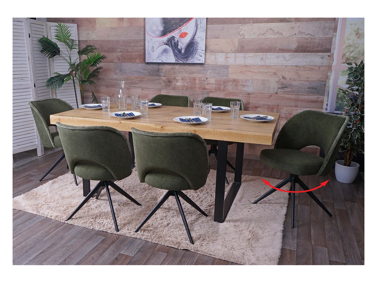 Chaise de salle à manger MCW-N72 (lot de 6),  vert