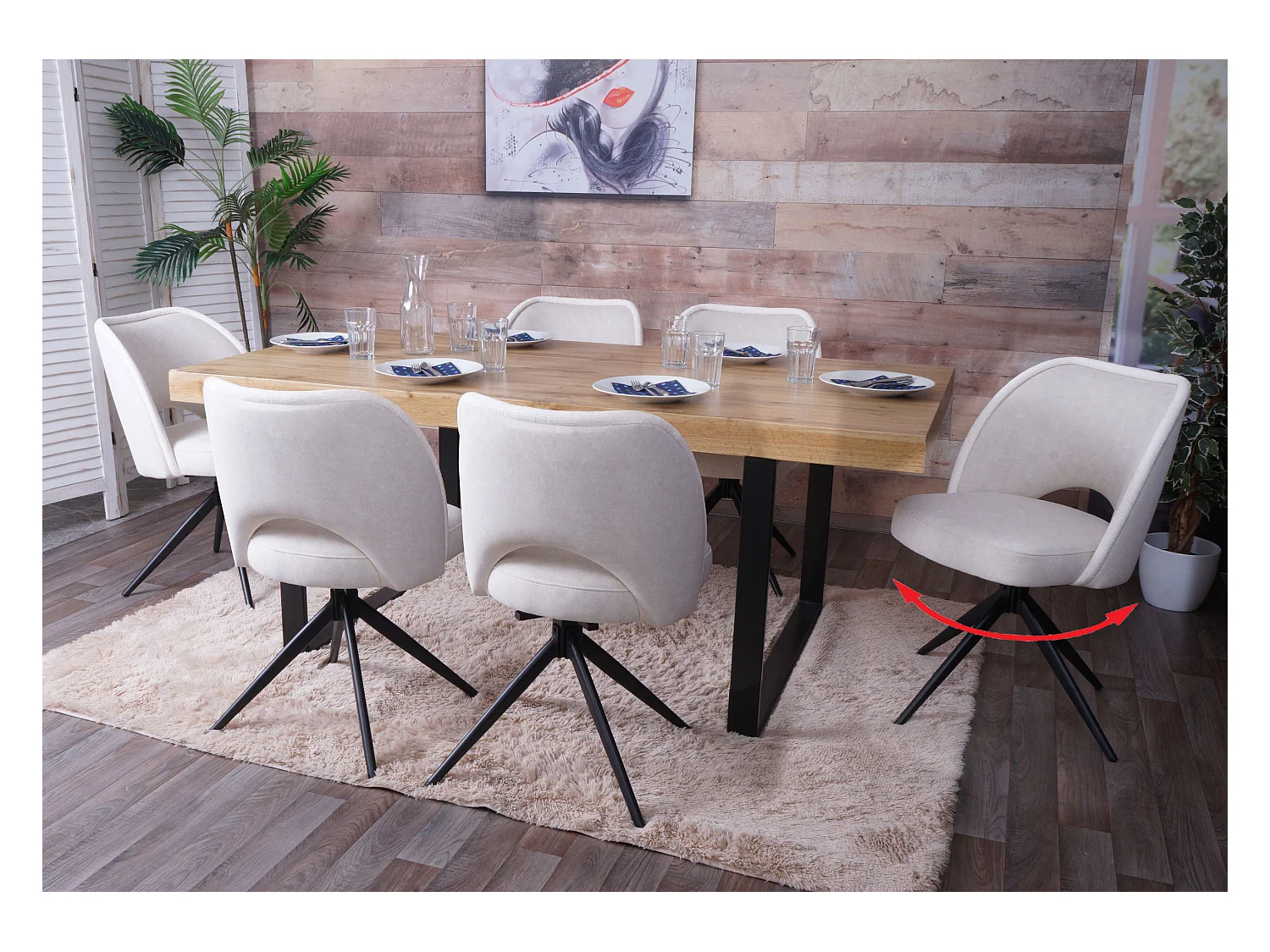 Chaise de salle à manger MCW-N72 (lot de 6),  crème