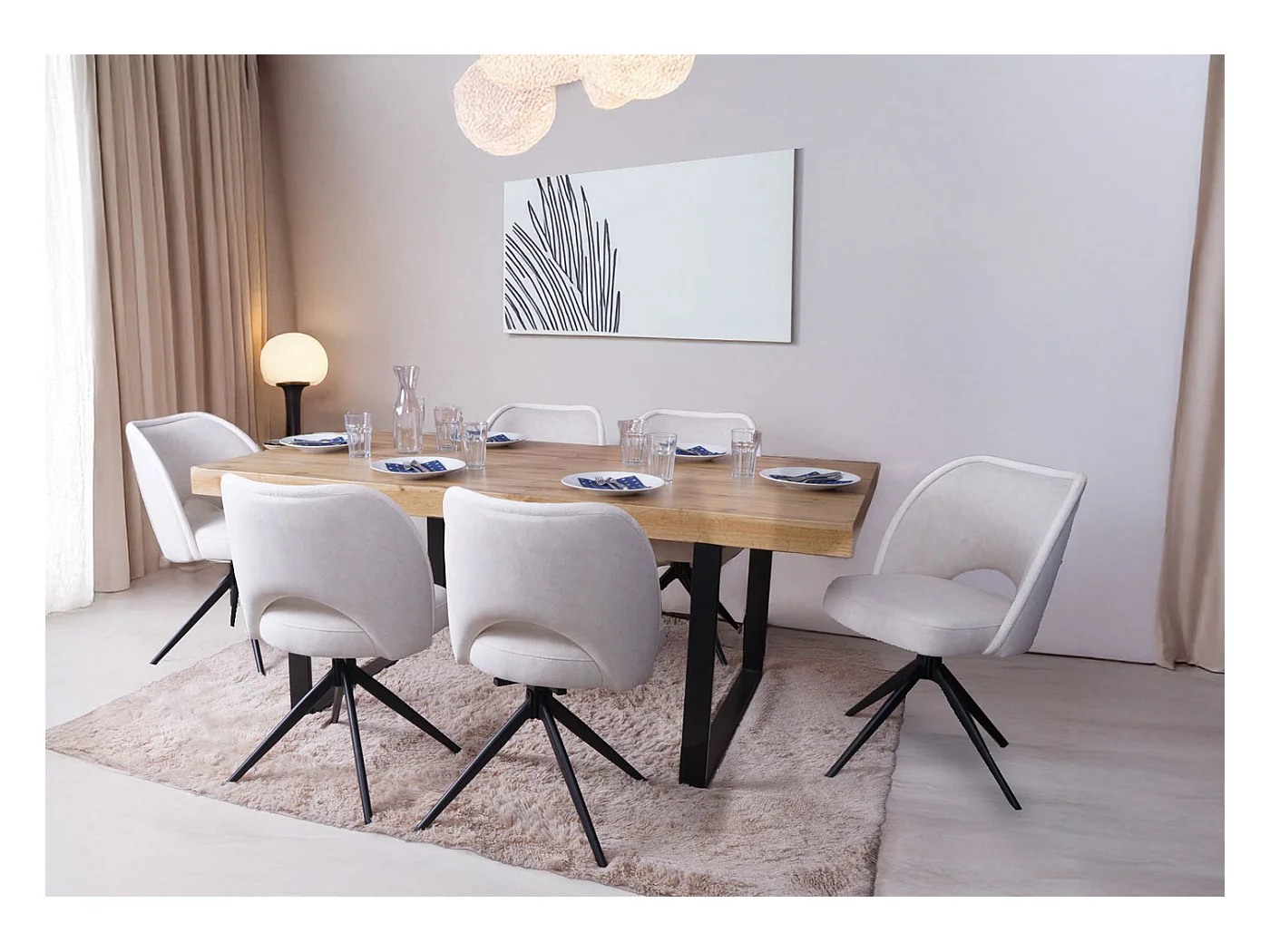 Chaise de salle à manger MCW-N72 (lot de 6),  crème