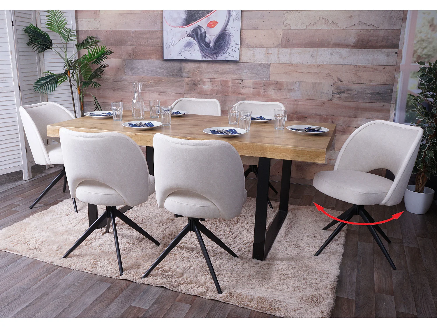 Eetkamerstoel MCW-N72 (set van 6),  crème