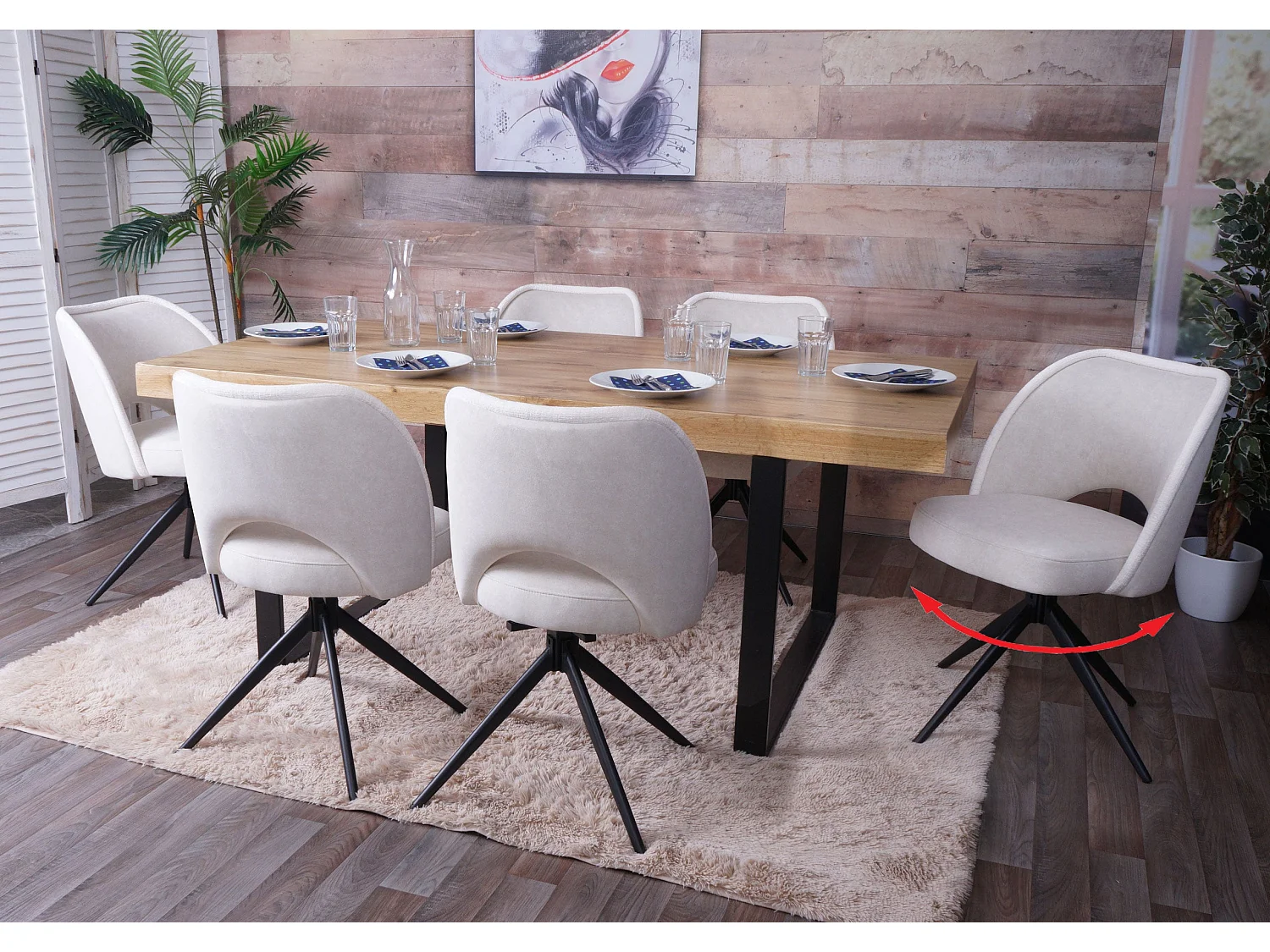 Chaise de salle à manger MCW-N72 (lot de 6),  crème