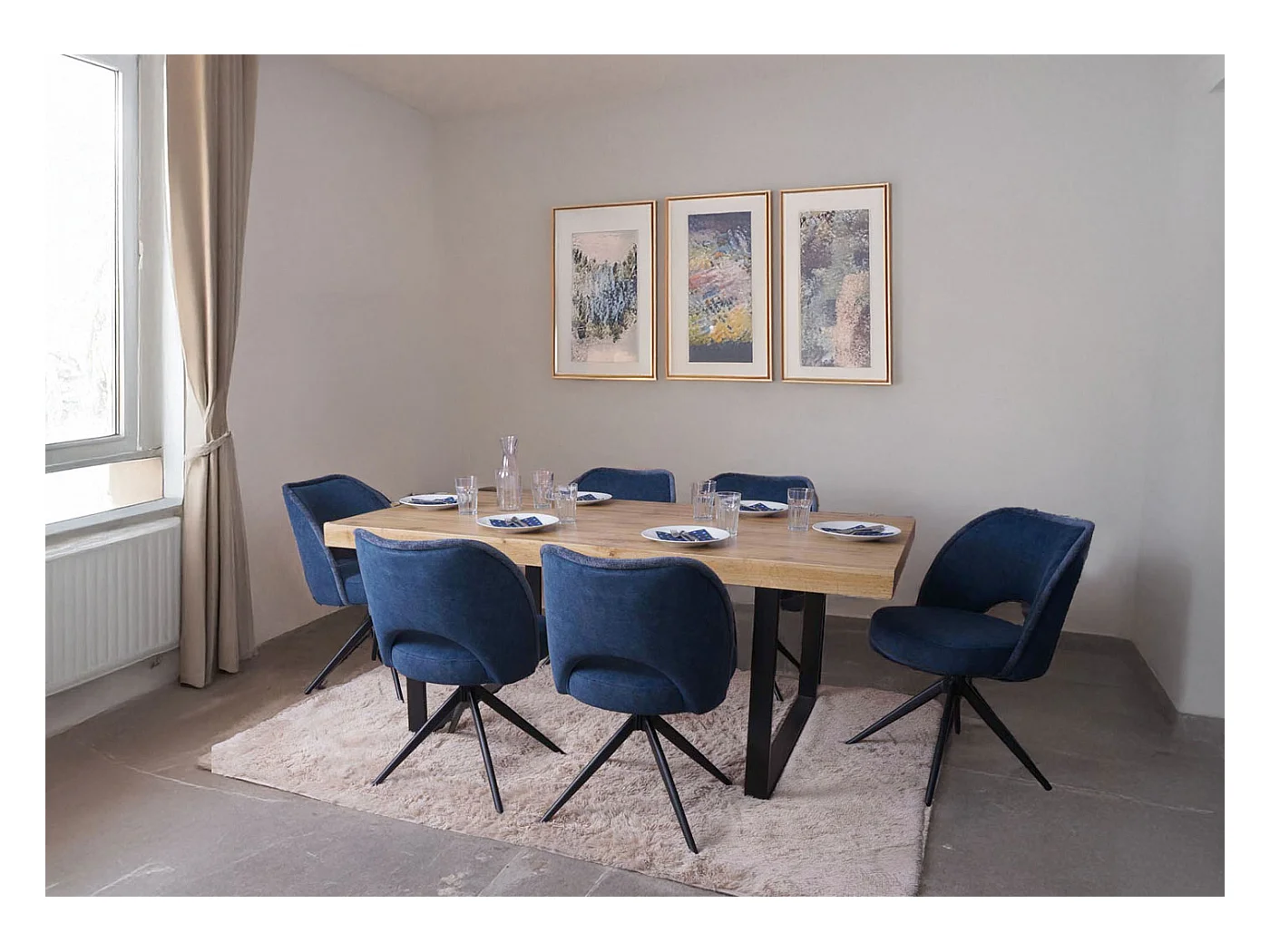 Chaise de salle à manger MCW-N72 (lot de 6),  bleu