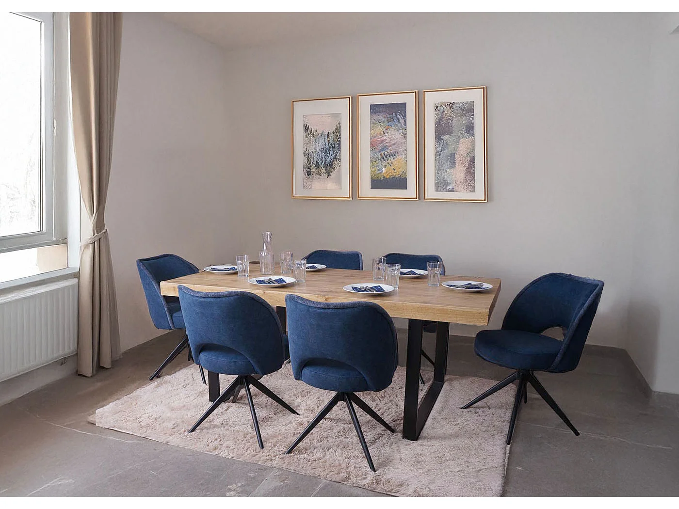 Cadeira de jantar MCW-N72 (conjunto de 6),  azul