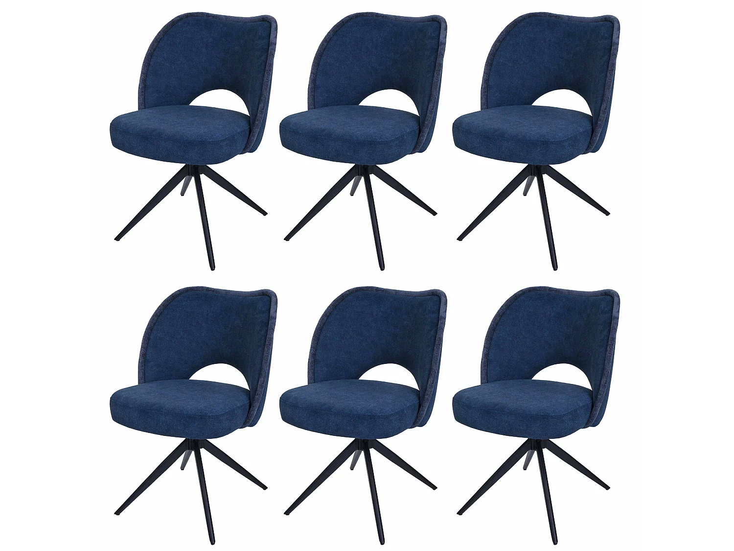 Chaise de salle à manger MCW-N72 (lot de 6),  bleu