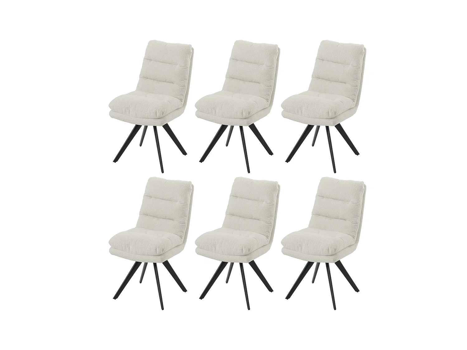 Esszimmerstuhl MCW-G66 Bouclé (6er-Set), Cremeweiß
