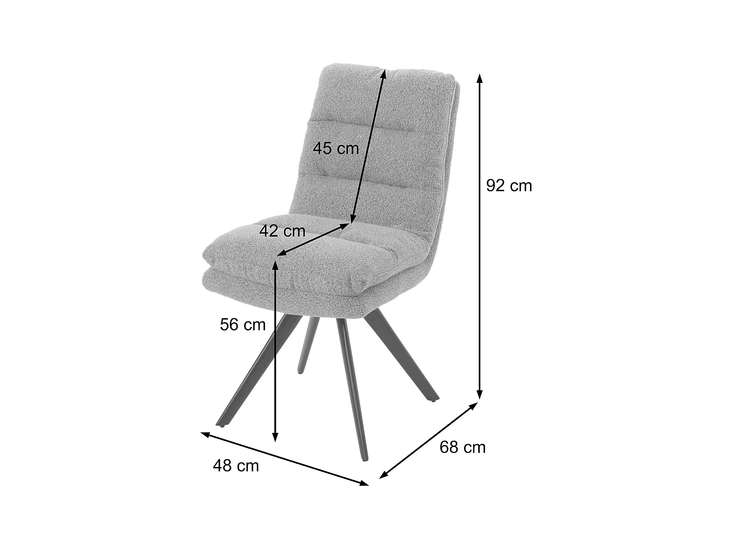 Esszimmerstuhl MCW-G66 Bouclé (6er-Set), Cremeweiß