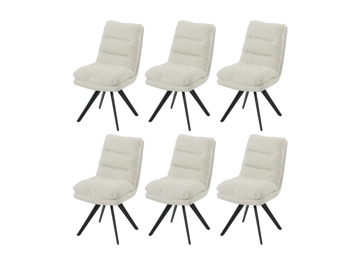 Chaise de salle à manger MCW-G66 Bouclé (lot de 6),  blanc crème