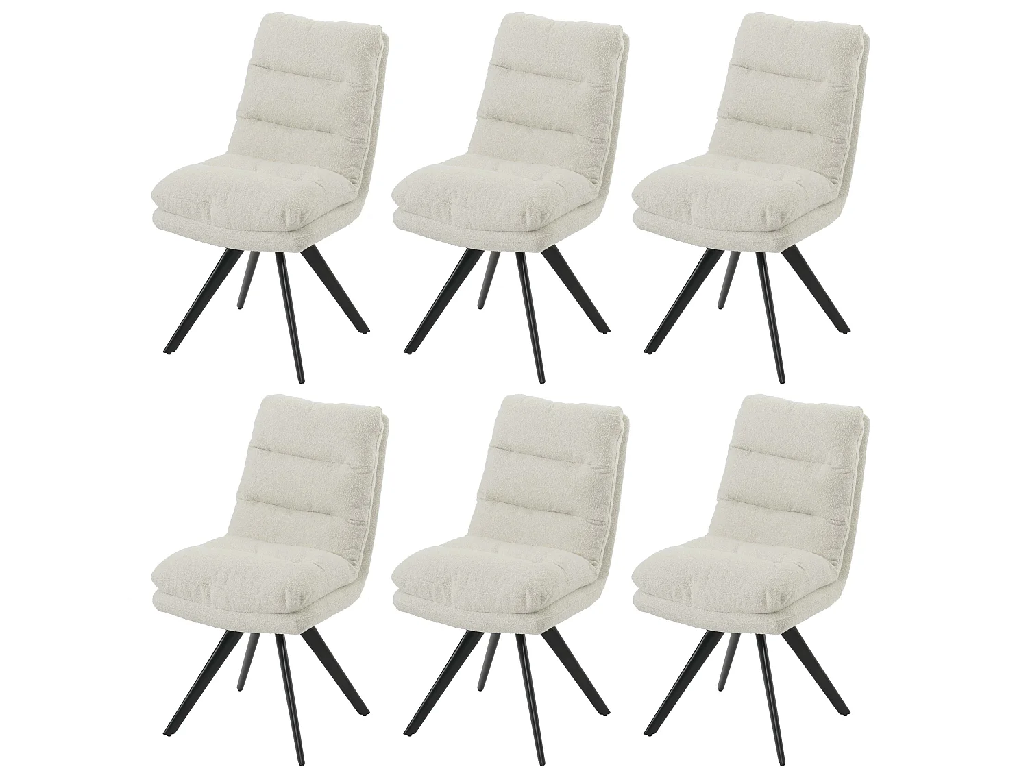 Chaise de salle à manger MCW-G66 Bouclé (lot de 6),  blanc crème