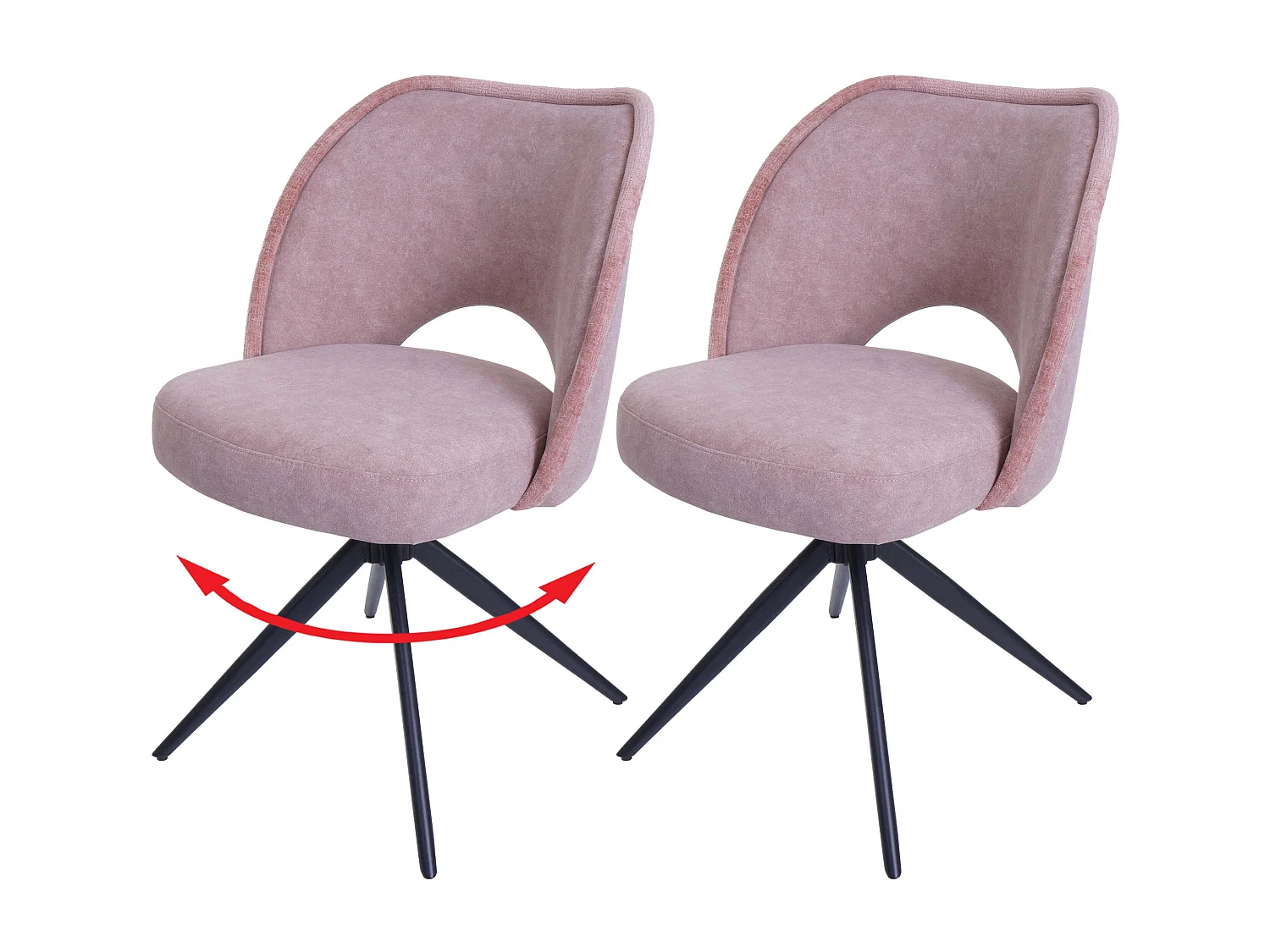 Chaise de salle à manger MCW-N72 (lot de 2),  rose