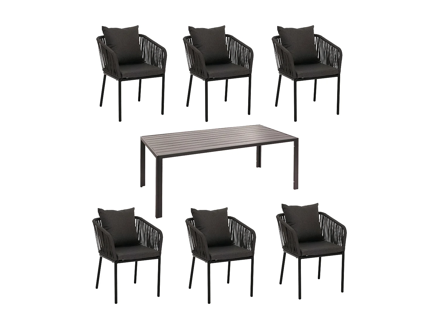 Ensemble de jardin MCW-N41 (7 pièces),  anthracite, coussin gris foncé