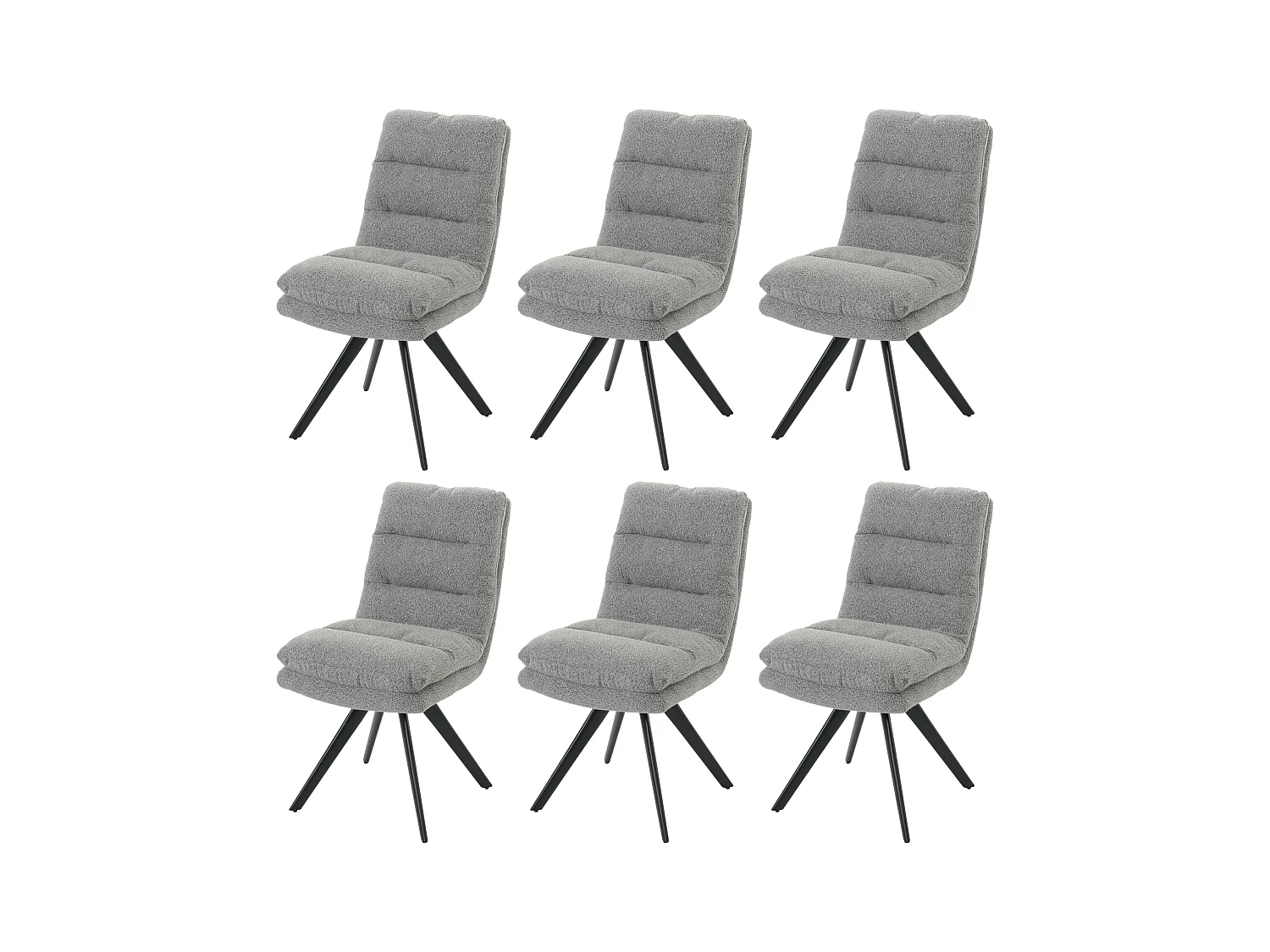 Chaise de salle à manger MCW-G66 Bouclé (lot de 6),  gris clair