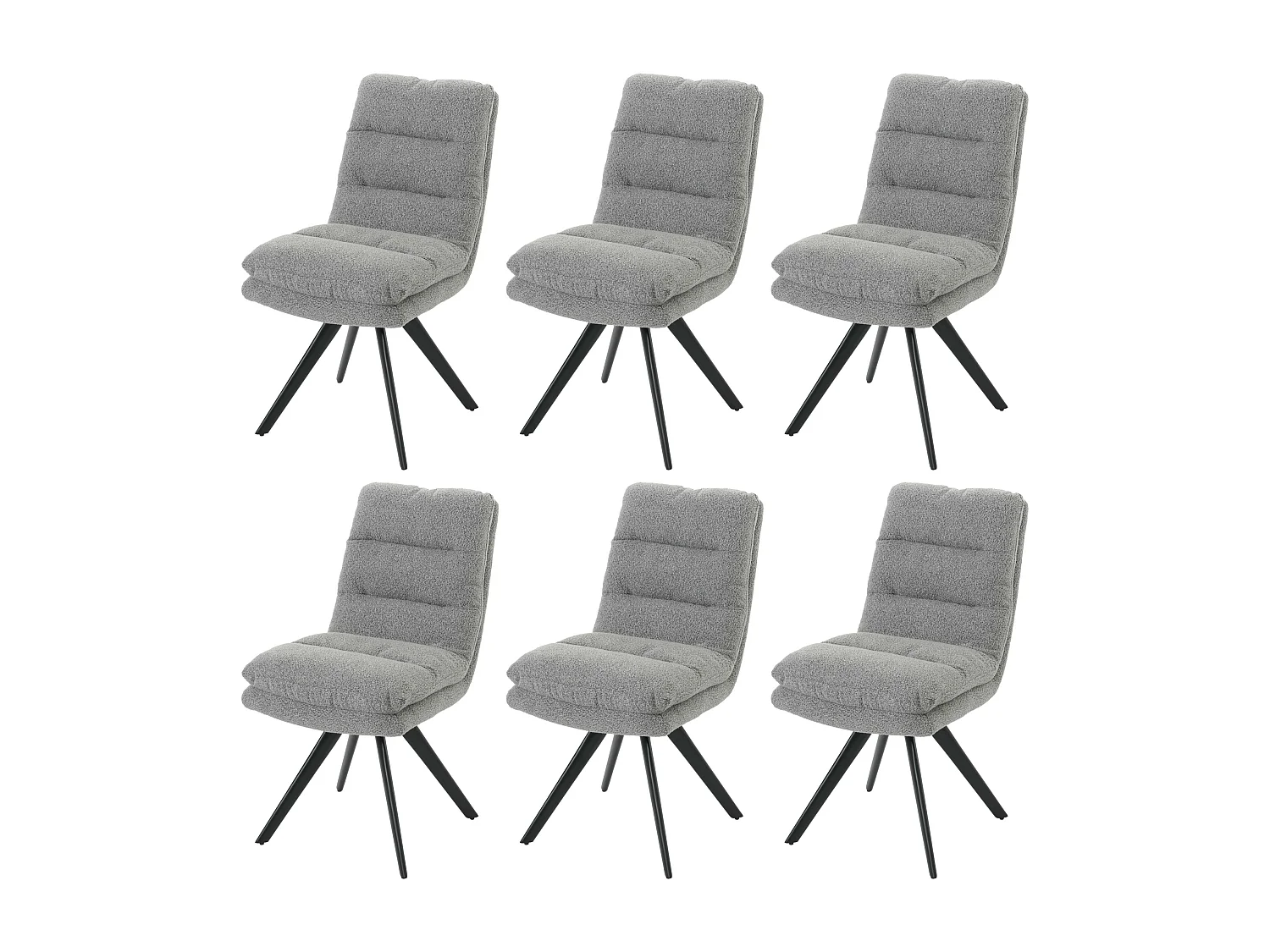 Chaise de salle à manger MCW-G66 Bouclé (lot de 6),  gris clair