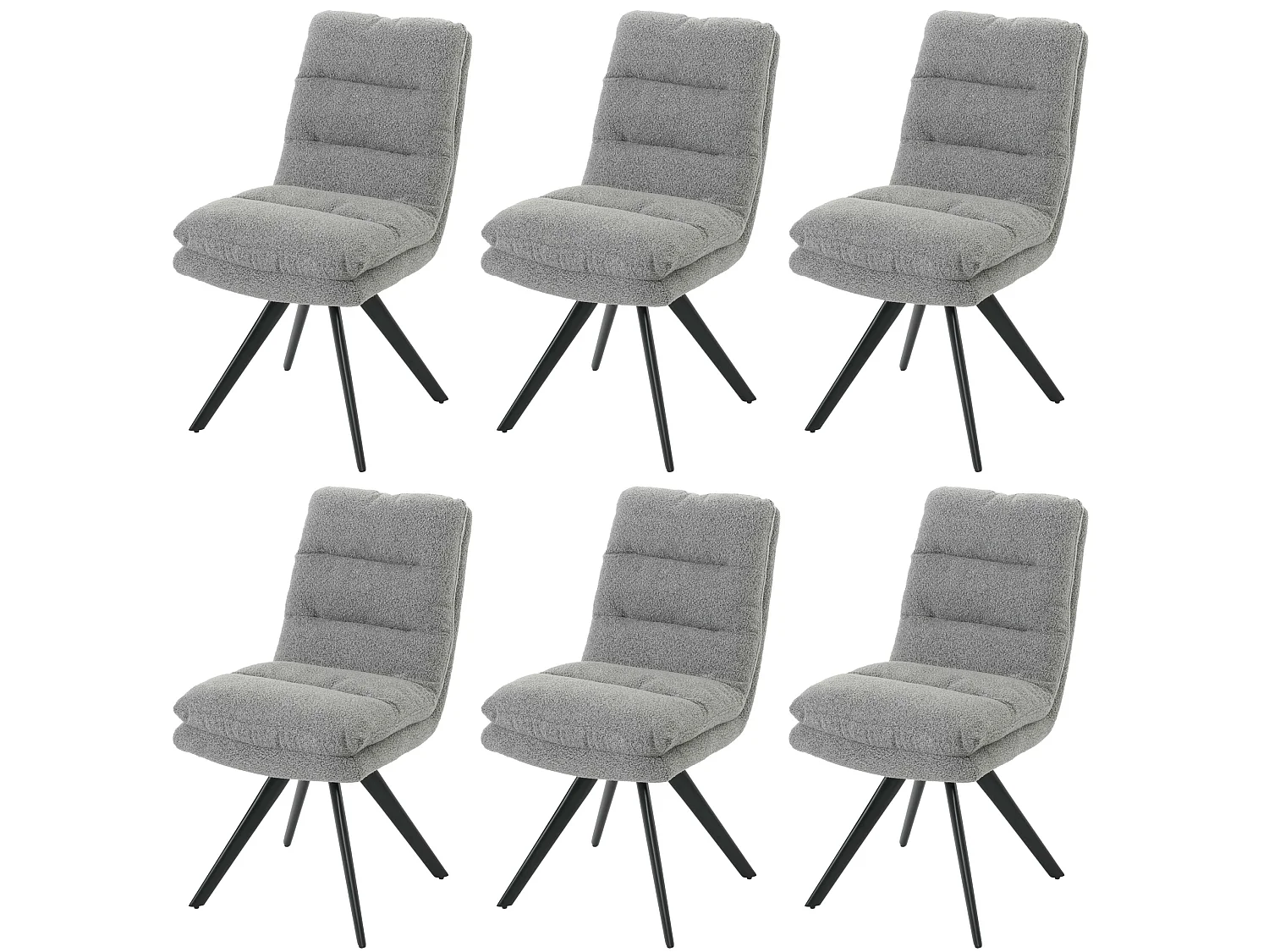 Chaise de salle à manger MCW-G66 Bouclé (lot de 6),  gris clair