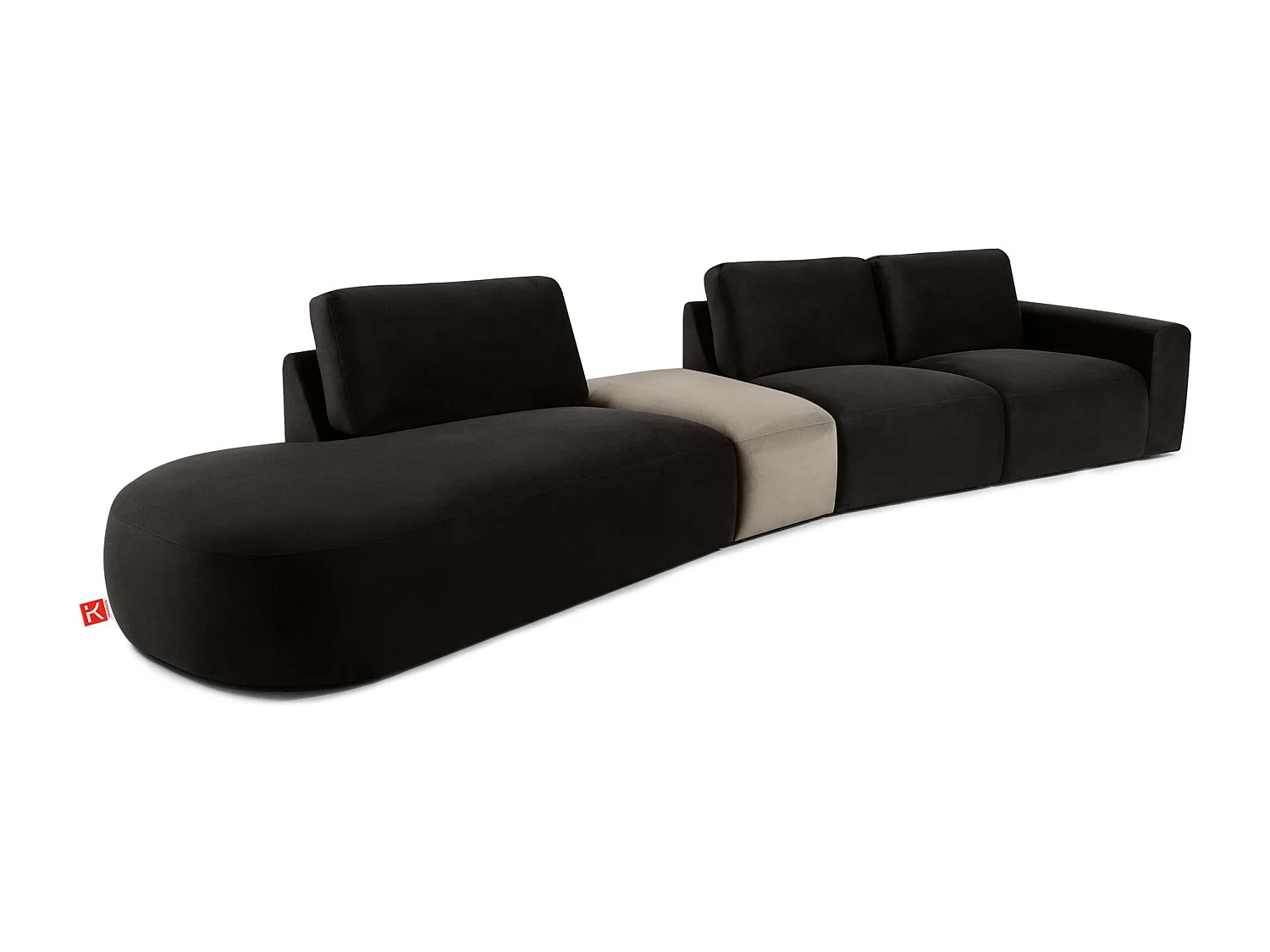 Ecksofa links - modern - ZUCCO - 5-Sitzer - Veloursstoff - Braun
