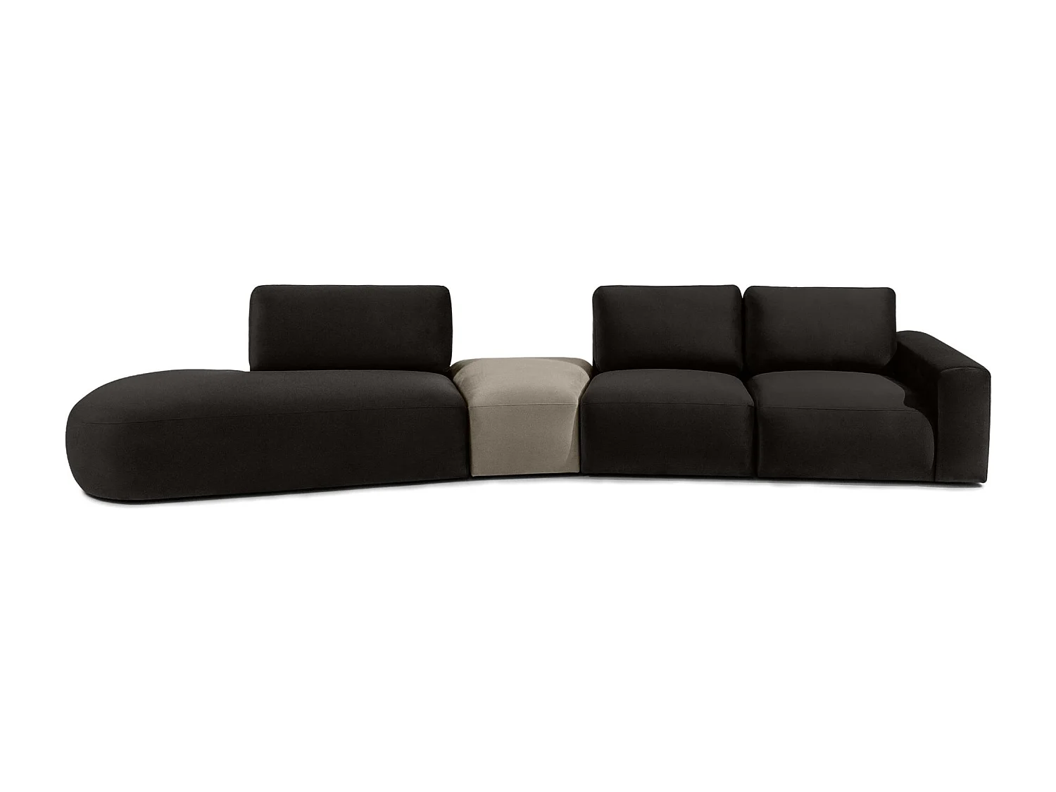 Ecksofa links - modern - ZUCCO - 5-Sitzer - Veloursstoff - Braun