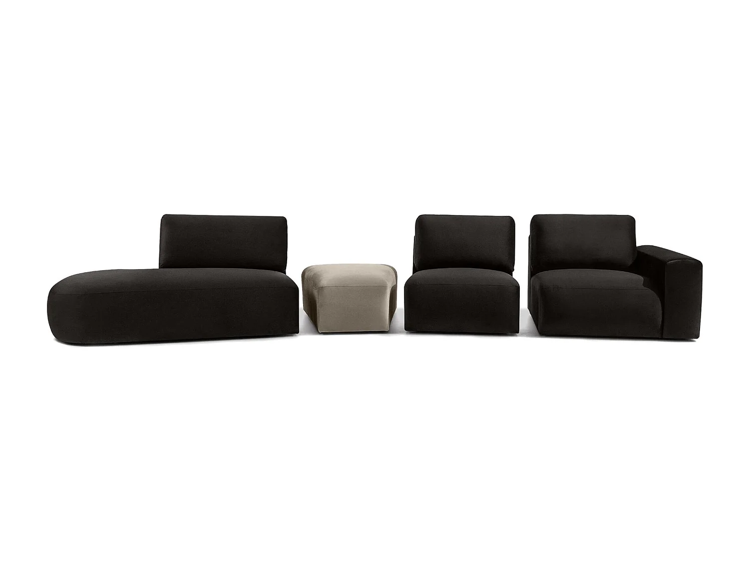 Ecksofa links - modern - ZUCCO - 5-Sitzer - Veloursstoff - Braun