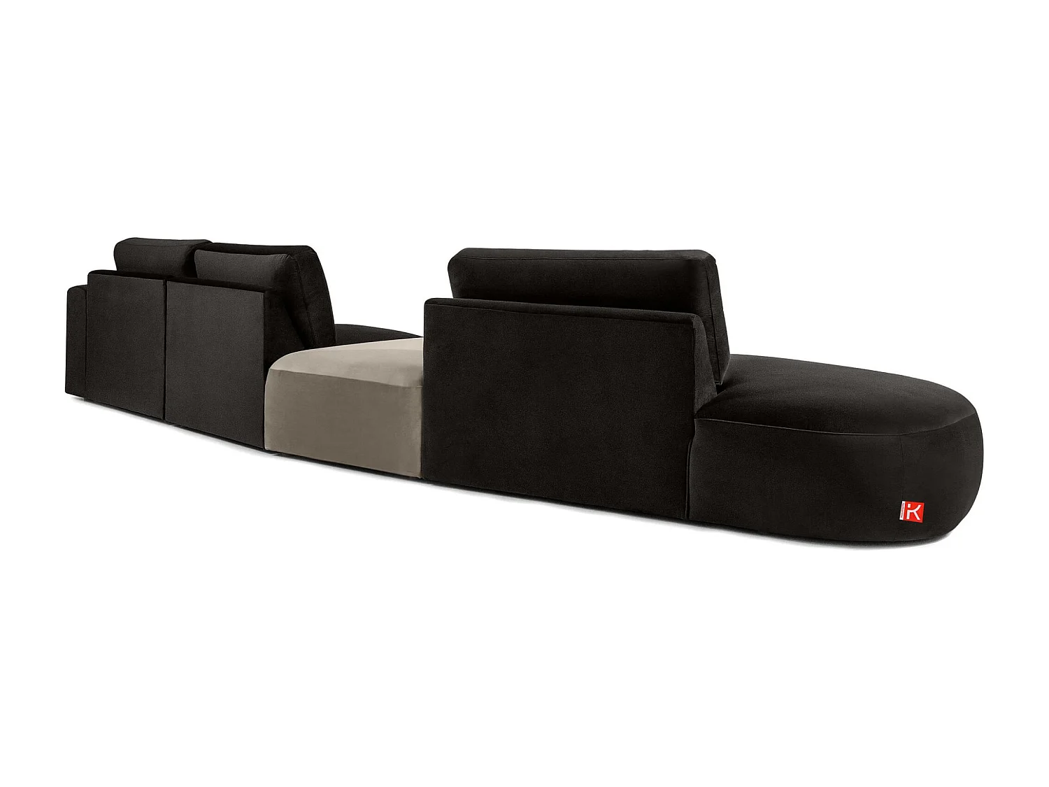 Ecksofa links - modern - ZUCCO - 5-Sitzer - Veloursstoff - Braun