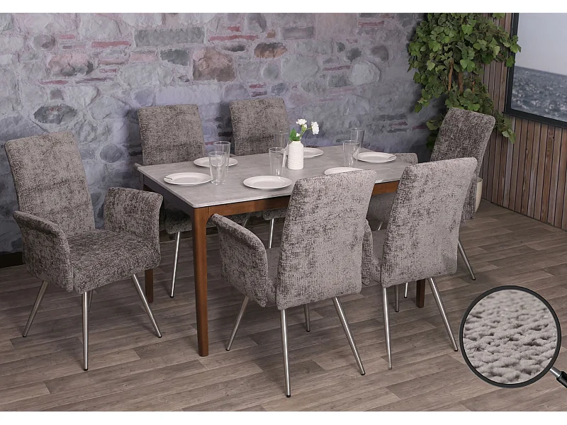 Chaise de salle à manger MCW-G55 (lot de 6),  gris foncé