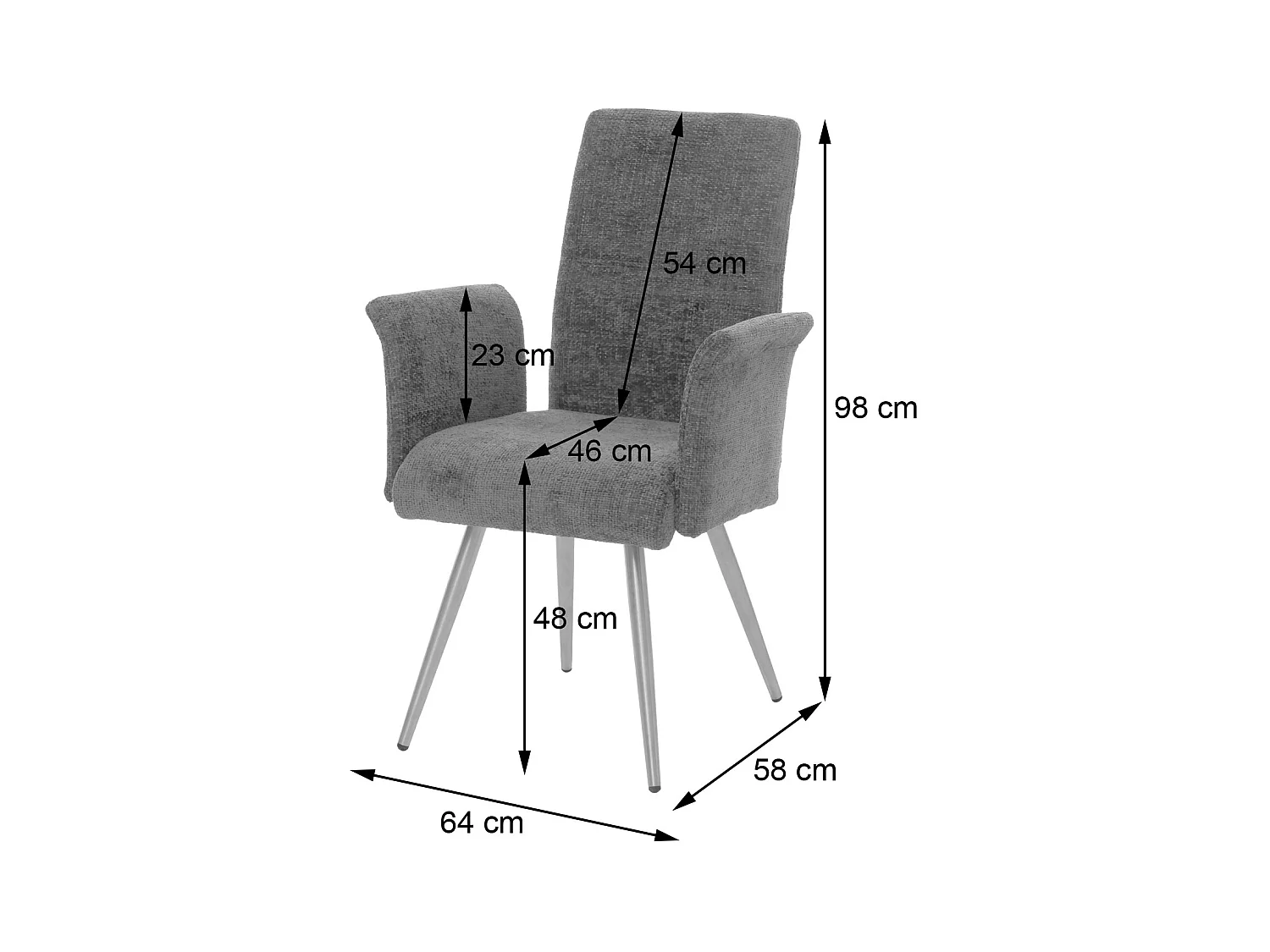 Chaise de salle à manger MCW-G55 (lot de 6),  gris foncé