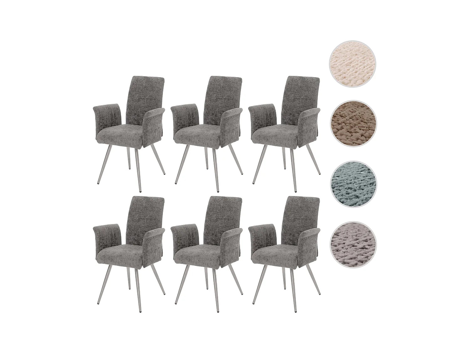 Chaise de salle à manger MCW-G55 (lot de 6),  gris foncé