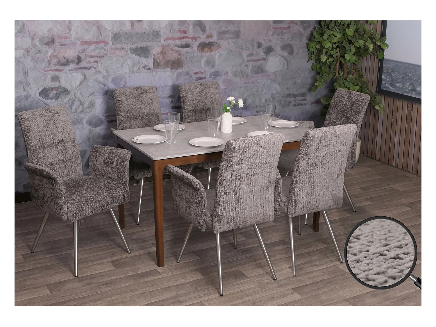 Chaise de salle à manger MCW-G55 (lot de 6),  gris foncé