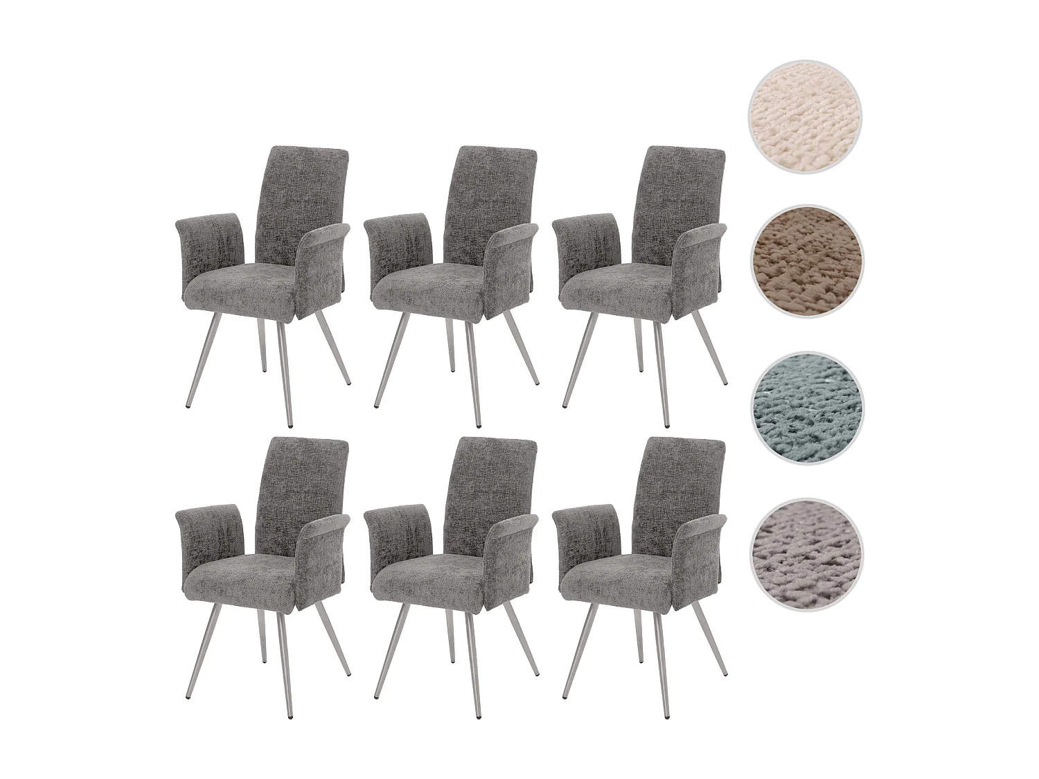 Chaise de salle à manger MCW-G55 (lot de 6),  gris foncé