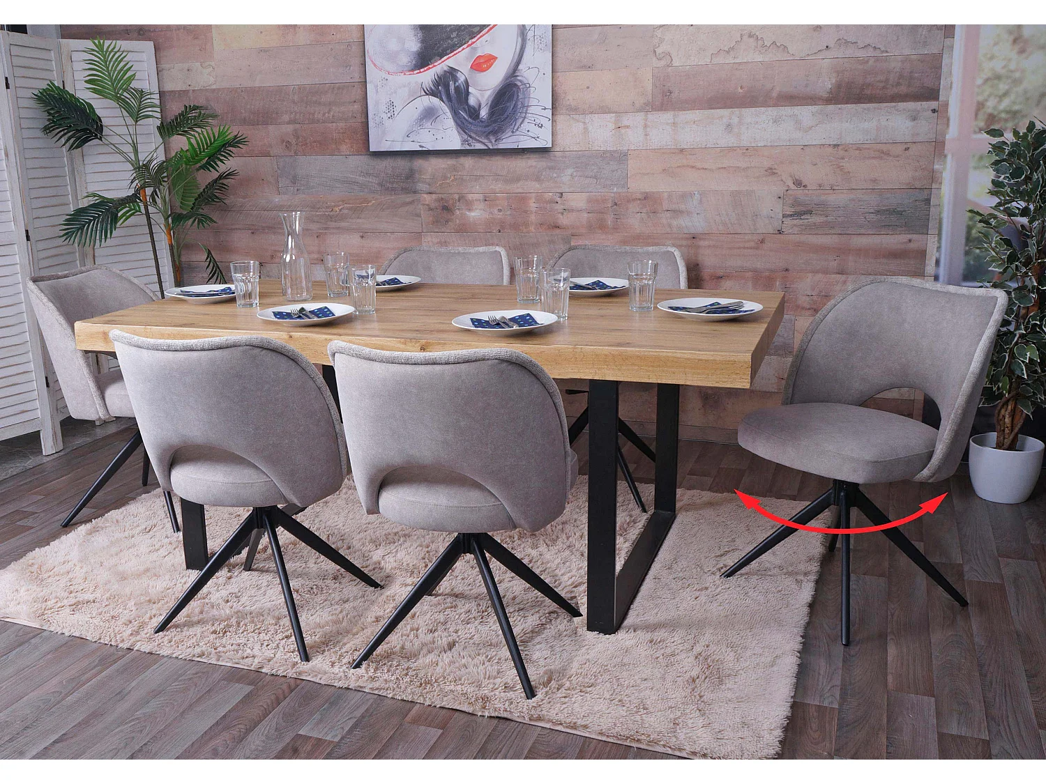 Chaise de salle à manger MCW-N72 (lot de 6),  gris clair