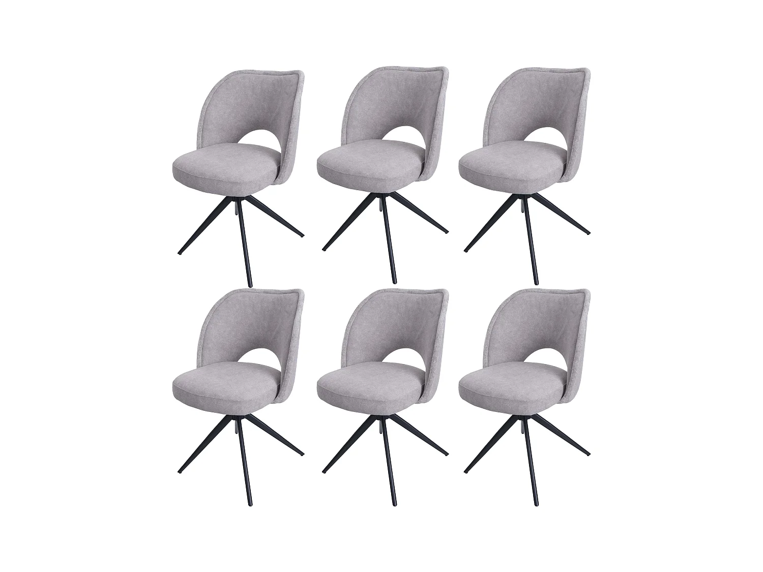 Chaise de salle à manger MCW-N72 (lot de 6),  gris clair