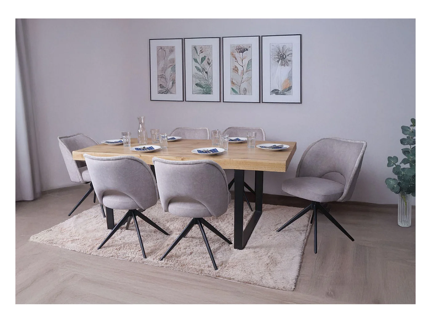 Chaise de salle à manger MCW-N72 (lot de 6),  gris clair