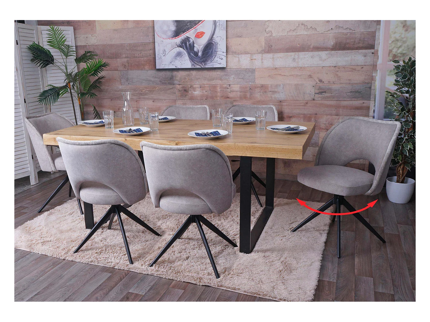 Chaise de salle à manger MCW-N72 (lot de 6),  gris clair