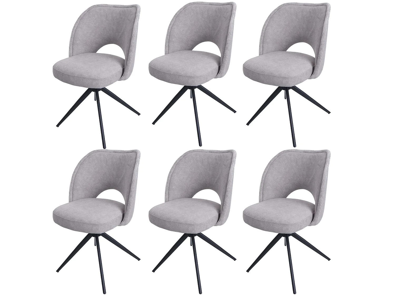 Chaise de salle à manger MCW-N72 (lot de 6),  gris clair