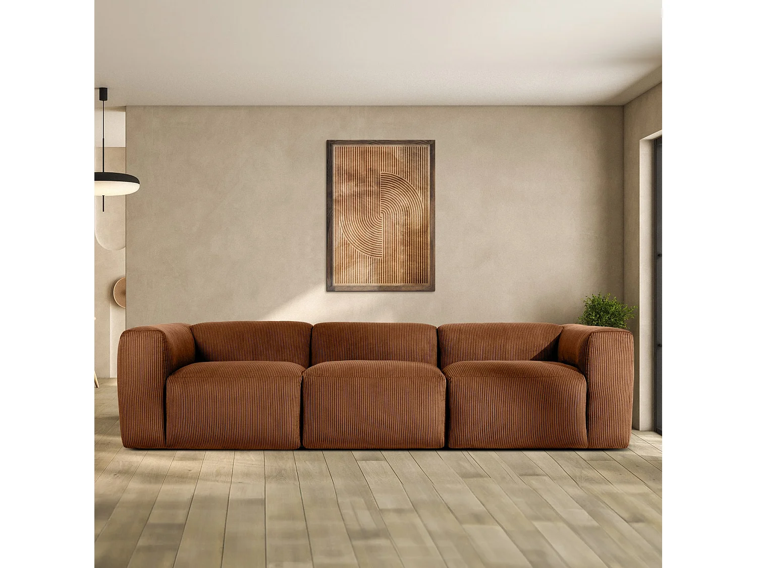 Einzelsofa - modular - 5-sitzer - Orangerot